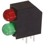 Dialight 550-3007F, Green & Red Right Angle PCB LED Indicator, 2 LEDs, Through Hole 1.8 V, 2.1 V