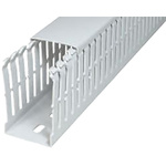 SES Sterling GF-DIN-SH-A7/5 Grey Slotted Panel Trunking - Open Slot, W75 mm x D75mm, L2m, Halogen Free PC/ABS
