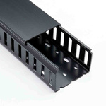 Betaduct Black Slotted Panel Trunking - Closed Slot, W37.5 mm x D50mm, PVC