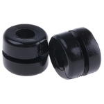 HellermannTyton Black PVC 6mm Round Cable Grommet for Maximum of 4 mm Cable Dia.