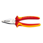 RS PRO Combination Pliers, 200 mm Overall, Straight Tip, VDE/1000V, 43mm Jaw