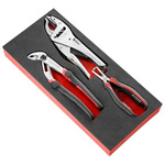 Facom 3-Piece Plier Set, Bent, Straight Tip, 184 mm, 245 mm Overall