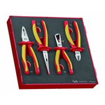 Teng Tools 4-Piece Plier Set, Angled, Bent, Flat, Straight Tip, VDE/1000V