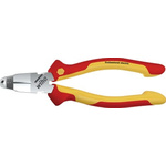 Wiha Combination Pliers, 170 mm Overall, Bent, Flat Tip, VDE/1000V