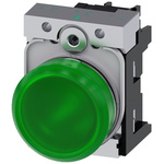 Siemens, SIRIUS ACT Green LED Indicator, 22mm Cutout, Round, 110V ac