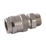 RS PRO Pneumatic Quick Connect Coupling Nickel Plated Brass 3/8in 3/8in Threaded