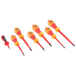 RS PRO Pozidriv; Slotted Insulated Screwdriver Set, 7-Piece