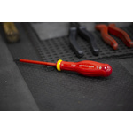 Facom Slotted Insulated Screwdriver, 4 x 0.8 mm Tip, 100 mm Blade, VDE/1000V, 210 mm Overall