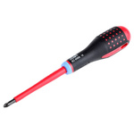 Bahco Pozidriv Screwdriver, PZ2 Tip, 100 mm Blade, VDE/1000V, 222 mm Overall