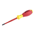 Wiha Pozidriv Insulated Screwdriver, PZ2 Tip, 100 mm Blade, VDE/1000V, 218 mm Overall