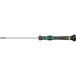 Wera Slotted Precision Screwdriver, 2 x 0.4 mm Tip, 100 mm Blade, 197 mm Overall