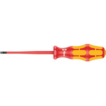Wera Slotted Insulated Screwdriver, 4 mm Tip, 100 mm Blade, VDE/1000V, 198 mm Overall