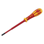 CK Slotted Insulated Screwdriver, 3.5 mm Tip, 100 mm Blade, VDE/1000V, 195 mm Overall