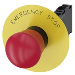 Siemens Panel Mount Emergency Button - Rotate-To-Unlatch, 22.3mm Cutout Diameter, NO/NC, Mushroom Head