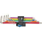 Wera 9-Piece Torx Key Set, 8 mm, 9 mm, 10 mm, 15 mm, 20 mm, 25 mm, 27 mm, 30 mm, 40 mm Size, L Shape, Long Arm