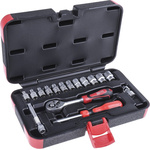 RS PRO 16-Piece Metric 1/4 in Standard Socket Set with Ratchet, 6 point