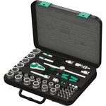 Wera 43-Piece Metric 3/8 in Standard Socket/Bit Set with Ratchet, 6 point; Hex Bit; Phillips Bit; Pozidriv Bit; Slotted