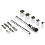 Facom 23-Piece Metric 1/4 in Standard Socket/Bit Set with Ratchet, 6 point; Hex Bit; Phillips Bit; Pozidriv Bit;