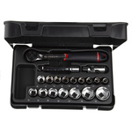 Facom 19-Piece Metric 1/2 in Standard Socket Set with Ratchet, 6 point