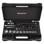 Facom 26-Piece Metric 1/2 in Standard Socket Set with Ratchet, 6 point