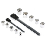RS PRO 35-Piece Imperial, Metric 1/4 in; 3/8 in Standard Socket Set with Ratchet, 12 point