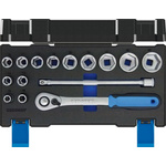 Gedore 15-Piece Metric 1/2 in Standard Socket Set with Ratchet, 6 point