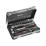 Facom 30-Piece Metric 1/2 in; 1/4 in Standard Socket Set with Ratchet, 6 point