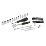 Stanley 42-Piece Metric 1/4 in Standard Socket/Bit Set with Ratchet, 6 point; Hex Bit; Phillips Bit; Slotted Bit; Torx