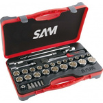 SAM 32-Piece Metric 1/2 in Standard Socket/Bit Set with Ratchet, 12 point; Hex Bit