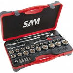 SAM 32-Piece Metric 1/2 in Standard Socket/Bit Set with Ratchet, 6 point; Hex Bit