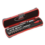 SAM 17-Piece Metric 1/4 in Standard Socket Set with Ratchet, 6 point
