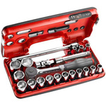 Facom 21-Piece Metric 1/2 in Standard Socket Set with Ratchet, 6 point