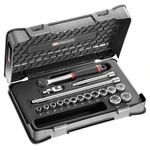 Facom 18-Piece Metric 3/8 in Standard Socket Set with Ratchet, 6 point