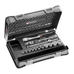 Facom 16-Piece Imperial 3/8 in Standard Socket Set with Ratchet, 12 point