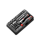 Facom 37-Piece Metric 1/4 in Standard Socket/Bit Set with Ratchet, 6 point; Hex Bit; Phillips Bit; Pozidriv Bit;