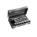 Facom 19-Piece Metric 1/2 in Standard Socket Set with Ratchet, 12 point
