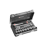 Facom 23-Piece Metric 1/2 in Standard Socket Set with Ratchet, 6 point