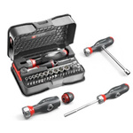 Facom 38-Piece Metric 1/4 in Standard Socket/Bit Set with Ratchet, 6 point; Hex Bit; Phillips Bit; Pozidriv Bit;