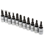 RS PRO 11-Piece 1/4 in Bit Socket Set , Spanner Bit; Torx Bit; Tri-Wing Bit