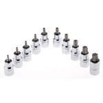 RS PRO 10-Piece 1/2 in Bit Socket Set , Torx Bit