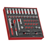Teng Tools 89-Piece Metric 1/4 in Deep Socket/Standard Socket/Bit Set with Ratchet, 6 point; Hex Bit; Phillips Bit;