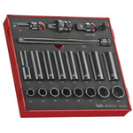 Teng Tools 21-Piece Metric 1/2 in Deep Impact Socket/Standard Impact Socket Set , 6 point