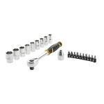 Stanley 21-Piece Imperial, Metric 13 mm, 14 mm, 15 mm, 16 mm, 17 mm, 18 mm, 19 mm, 22 mm, 24 mm Bit Socket Set with