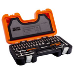 Bahco 46-Piece Metric 1/4 in Standard Socket/Allen Key/Bit Set with Ratchet, 6 point; e-Torx; Hex Bit; Phillips Bit;