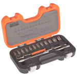 Bahco 16-Piece Metric 1/4 in Standard Socket Set with Ratchet, 6 point