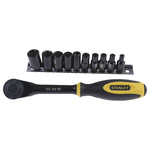 Stanley 11-Piece Metric 1/4 in Standard Socket Set with Ratchet, 6 point