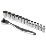 RS PRO 14-Piece Metric 1/4 in Standard Socket Set with Ratchet, 6 point