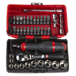 Facom 38-Piece Metric 1/4 in Standard Socket/Bit Set with Ratchet, 6 point; Hex Bit; Phillips Bit; Pozidriv Bit;