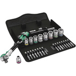 Wera 29-Piece Metric 3/8 in Standard Socket/Bit Set with Ratchet, 6 point; Hex Bit; Phillips Bit; Pozidriv Bit; Slotted