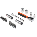 Bahco 37-Piece Metric 1/4 in Deep Socket/Standard Socket/Bit Set with Ratchet, 6 point; Hex Bit; Phillips Bit; Pozidriv